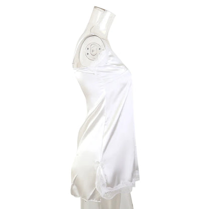 Women's Lace V-Neck Nightdress - Sleeveless Sleepwear - Bascora