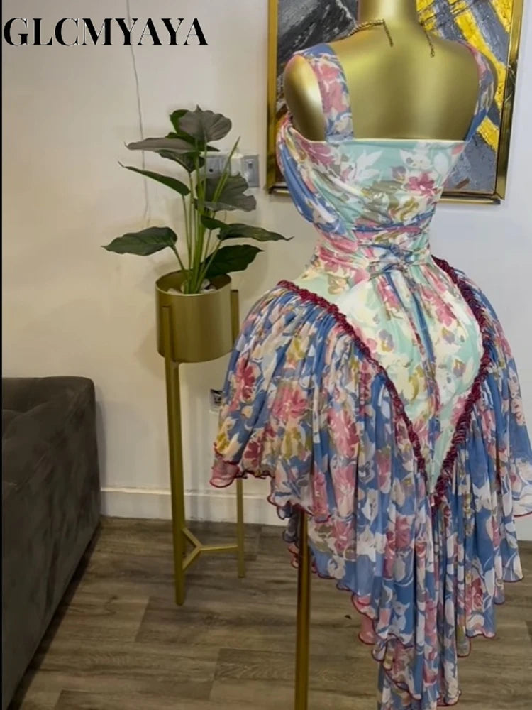 Patchwork Maxi Dress - Scarf Strap A-Line