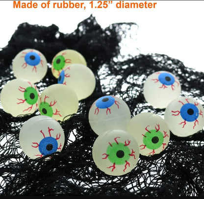 Glow in Dark Eyeball Bouncy Ball - Halloween Toys - Bascora