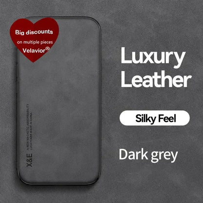 Luxury Leather iPhone Case - Magnetic Car Holder Compatible - Bascora