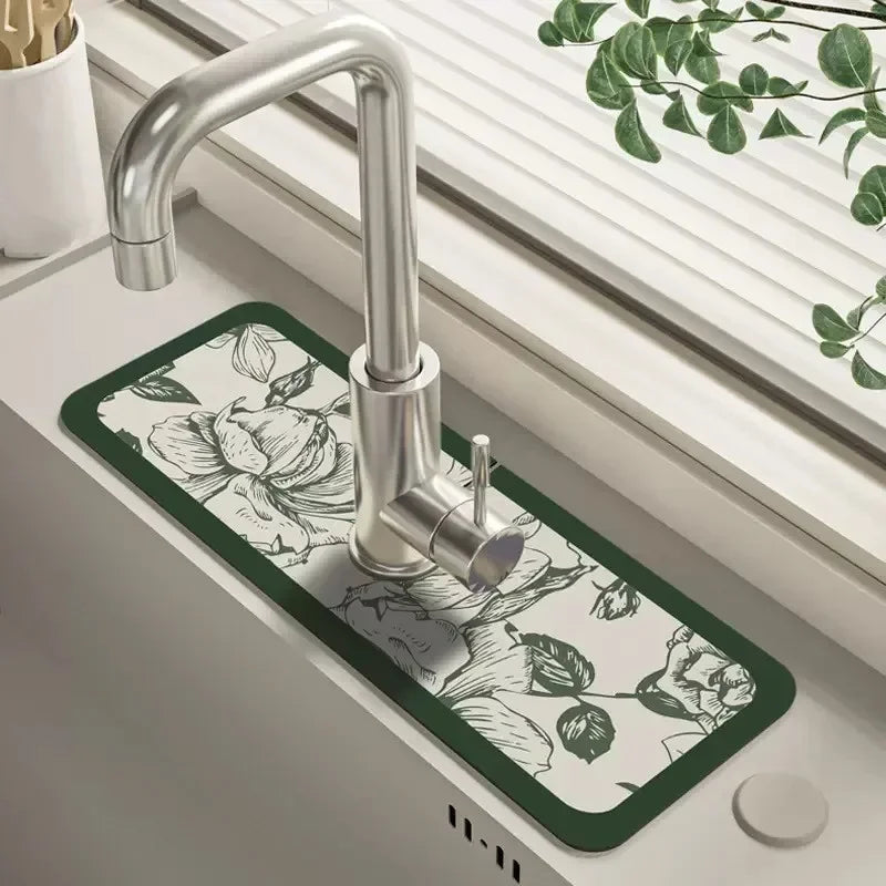 Sink Faucet Mat - Quick-Dry Absorbent Kitchen Drain Mat