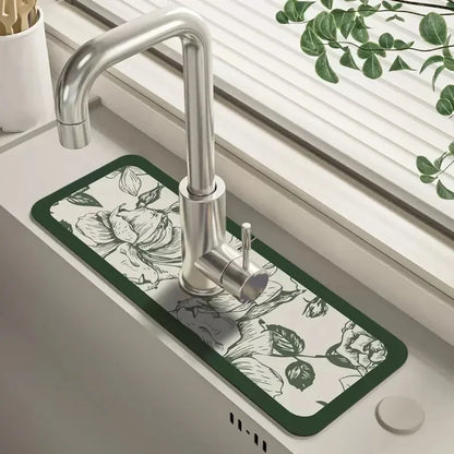 Sink Faucet Mat - Quick-Dry Absorbent Kitchen Drain Mat - Bascora