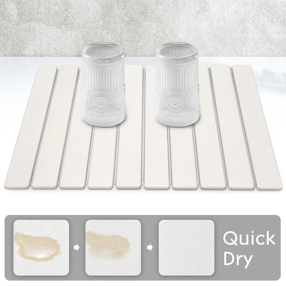 Large Diatomaceous Earth Dish Drying Mat - Collapsible Kitchen Counter Stone