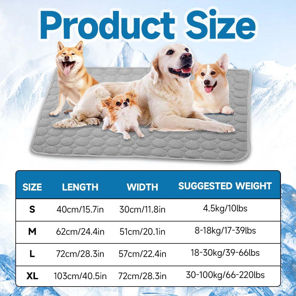 Ice Silk Pet Cooling Mat - Breathable Summer Blanket