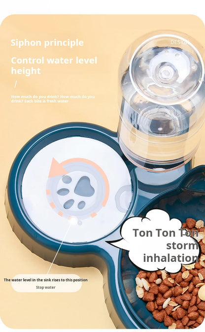 3-in-1 Tilted Pet Bowl Set - Gravity Water Feeder with Neck Protection - Bascora