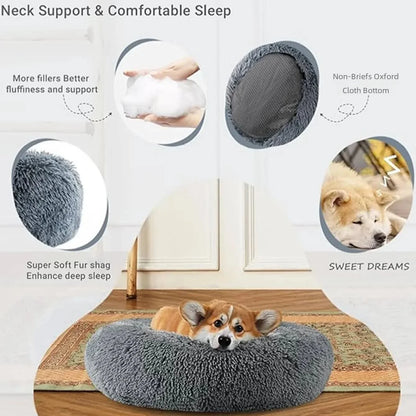 Round Plush Pet Bed - Super Soft for Large Dogs & Cats