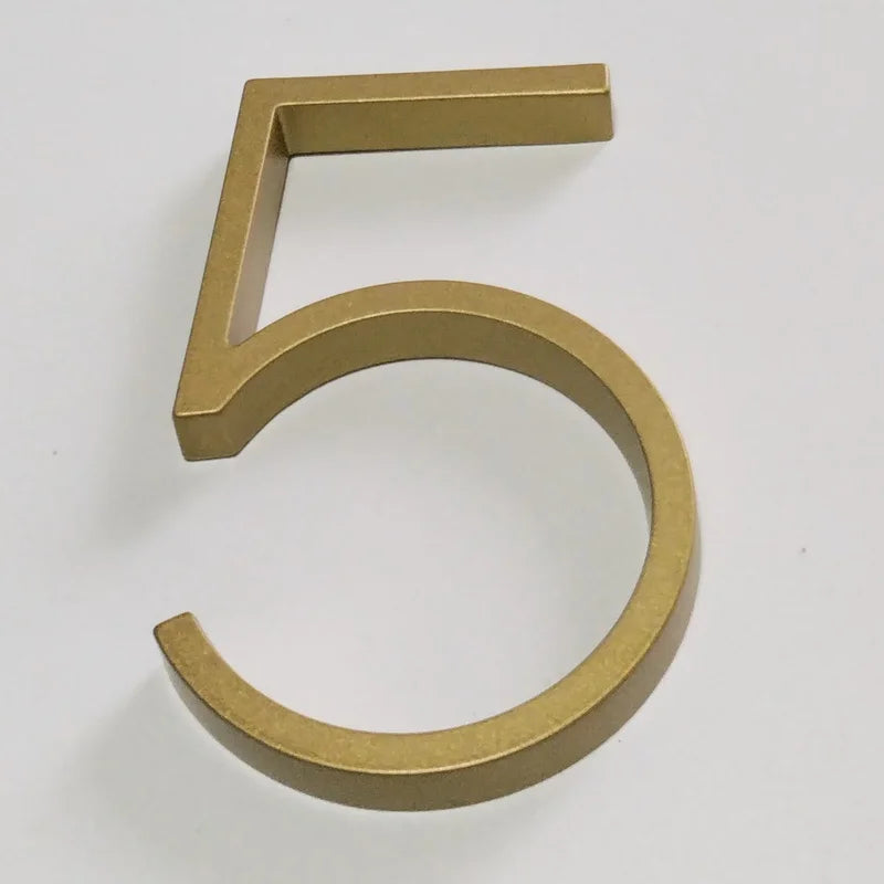 Numéros de maison flottants dorés modernes de 5 pouces - Plaques d'adresse dorées de qualité supérieure