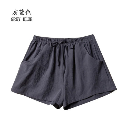Women's Cotton Linen Shorts - High Waist Casual Workout - Bascora