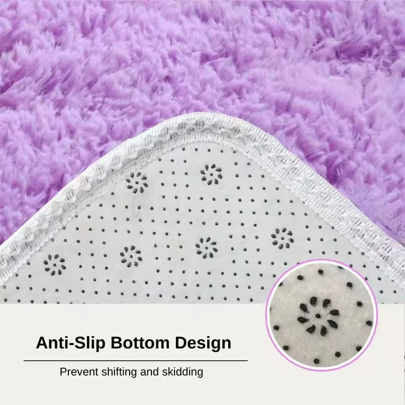 Fluffy Round Rugs for Girls - Soft Shaggy Bedroom Carpet