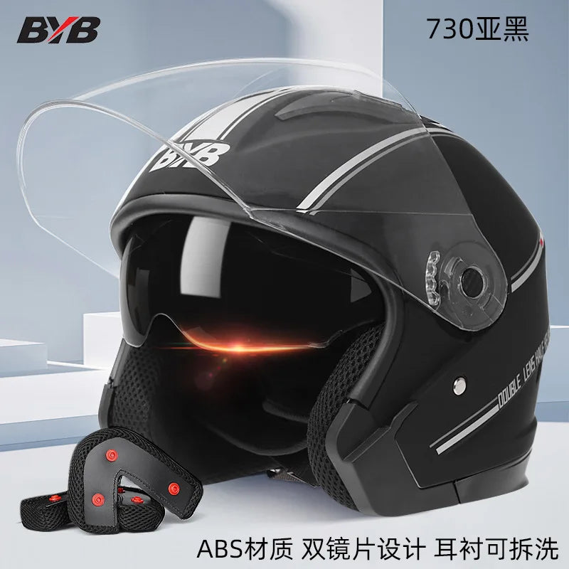Casque moto ouvert - Double écran rétro 3/4