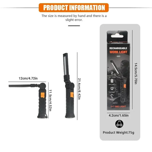 Lampe de travail magnétique - Torche LED rotative à 360°
