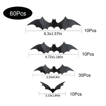 Halloween Bats Decorations - 3D PVC Wall Stickers - Bascora