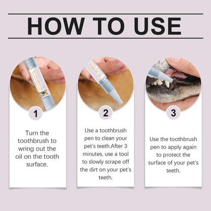 Pet Teeth Cleaning Pen - Fresh Breath & Tooth Whitening for Dogs & Cats - Bascora