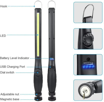 Portable LED Inspection Light - Magnetic COB Work Light for Car Repair - Bascora