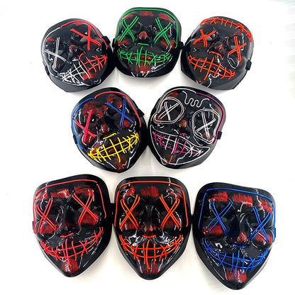 Wireless Neon LED Purge Mask - Glow in Dark Halloween Mask - Bascora