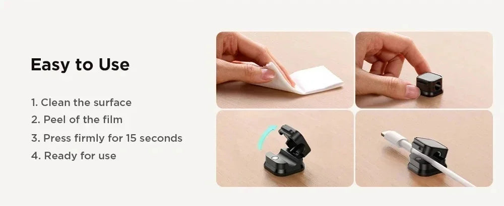 Magnetic Cable Clip & Cord Organiser - Workspace Management Solution