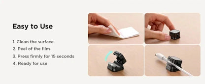 Magnetic Cable Clip & Cord Organiser - Workspace Management Solution - Bascora
