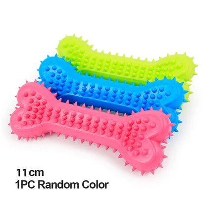 Small Dog Rubber Chew Toys - Bite Resistant Training & Teeth Cleaning - Bascora