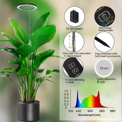 LED Grow Light with 360° Gooseneck - Red Blue Full Spectrum & 3 Light Modes - Bascora