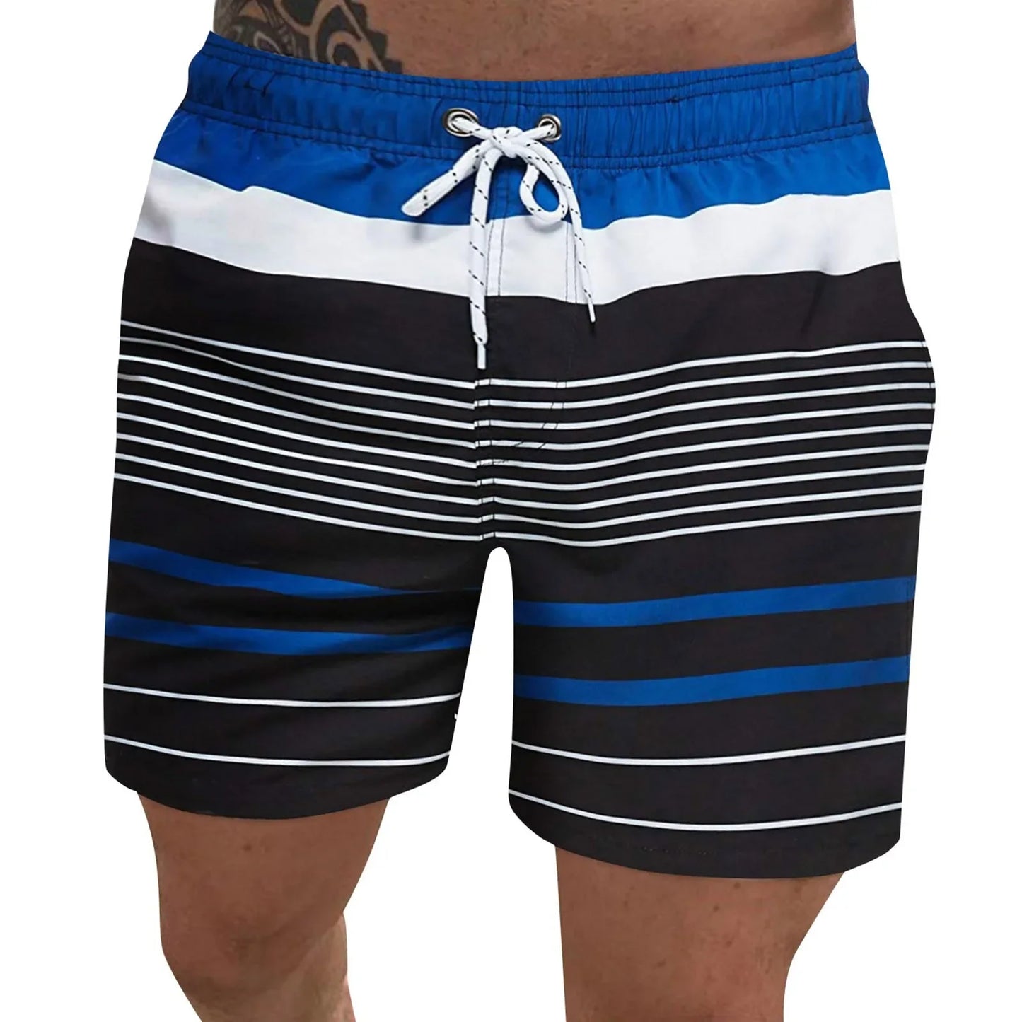 Bañador de rayas para hombre - Bañador de surf con contraste de color