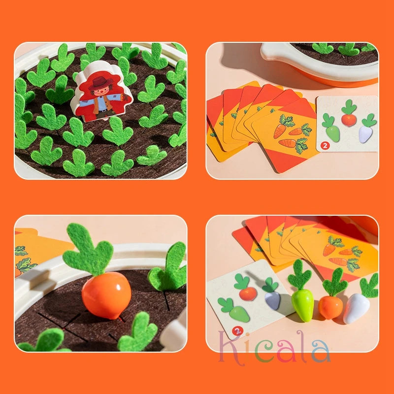 Montessori Pull Carrot Toy - Colorful Shape Counting Set