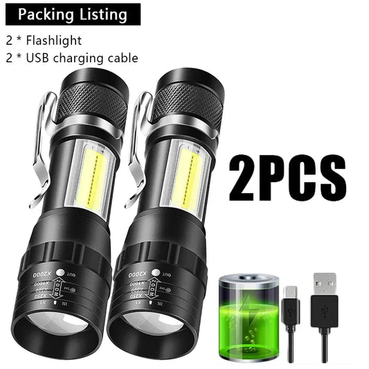 Mini lampe de poche rechargeable USB - Compacte et zoomable