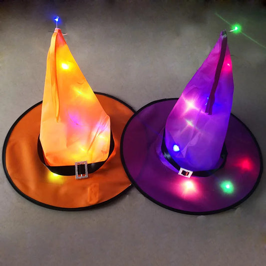 LED Halloween Witch Hat - Flashing Light Starry Sky Decoration