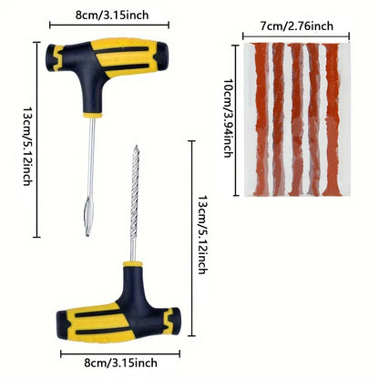 Measurement chart of a screwdriver set with dimensions labeled.