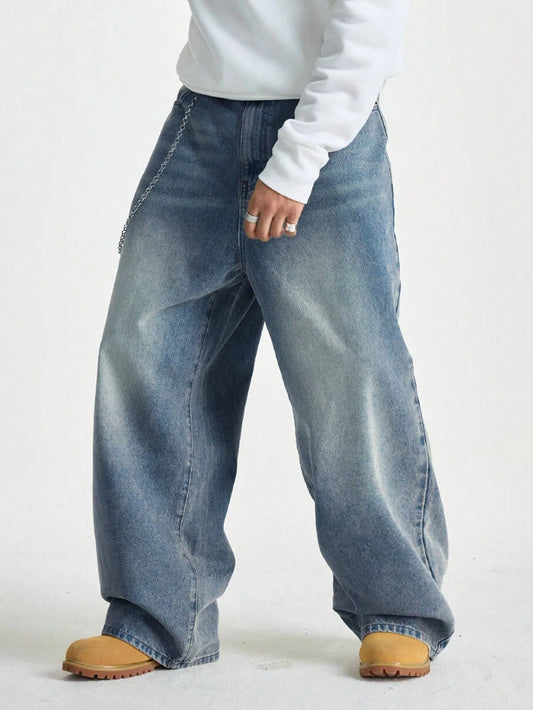 Men's Wide Y2K Jeans - Hip-Hop Baggy Denim Pants