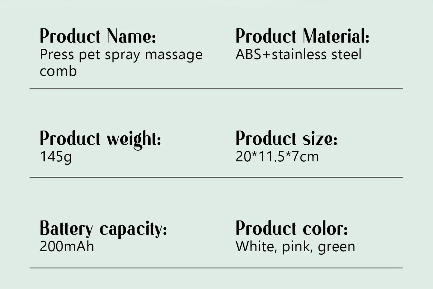 Cepillo de masaje a vapor para mascotas - Cabezal redondo seguro con spray depilatorio