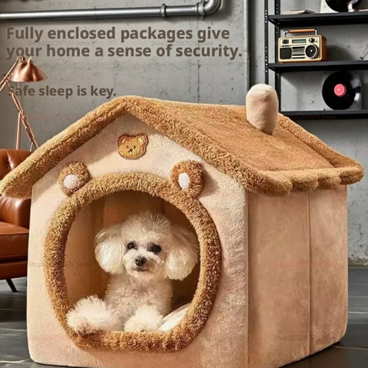 Foldable Washable Pet House - Soft Cave Bed for Small Dogs & Cats