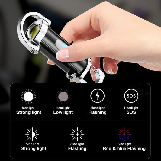 Mini Rechargeable Keychain Flashlight - 800LM EDC COB Work Light