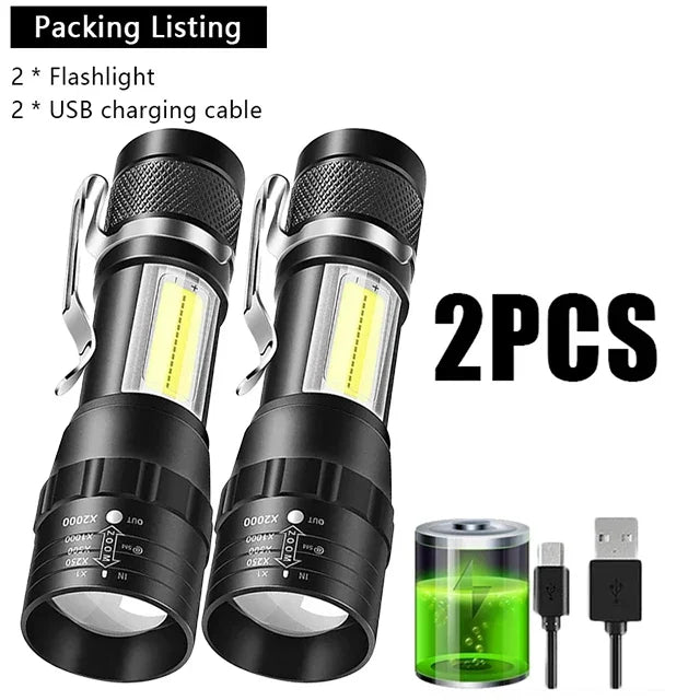 Mini lampe de poche rechargeable USB - Compacte et zoomable