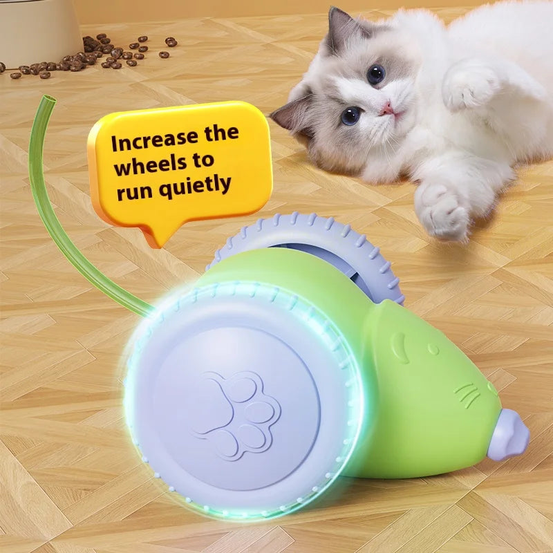 Juguete interactivo para gatos con forma de ratón eléctrico (recargable y con función antiobstáculos)
