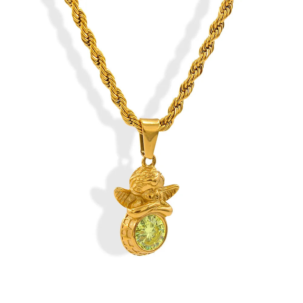 Savaé Design Dainty Angel Birthstone Necklace