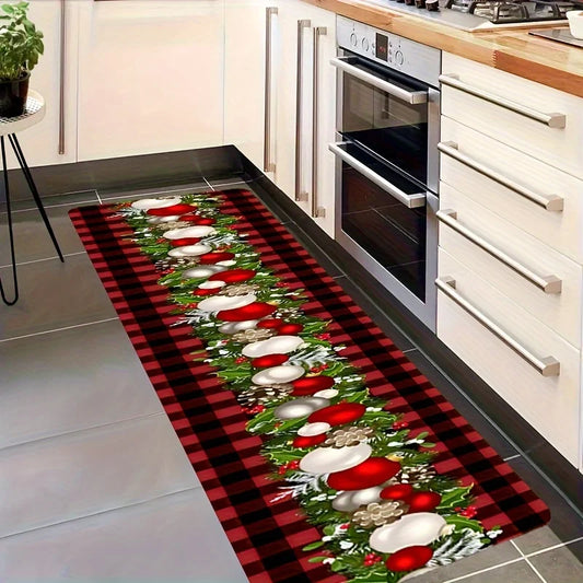 Christmas Ring Runner Mat - Rustic Farmhouse Decorative Rug