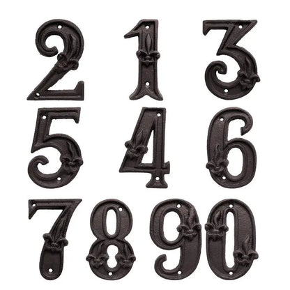 Cast Iron House Numbers - Antique Metal Address Plaque - Bascora