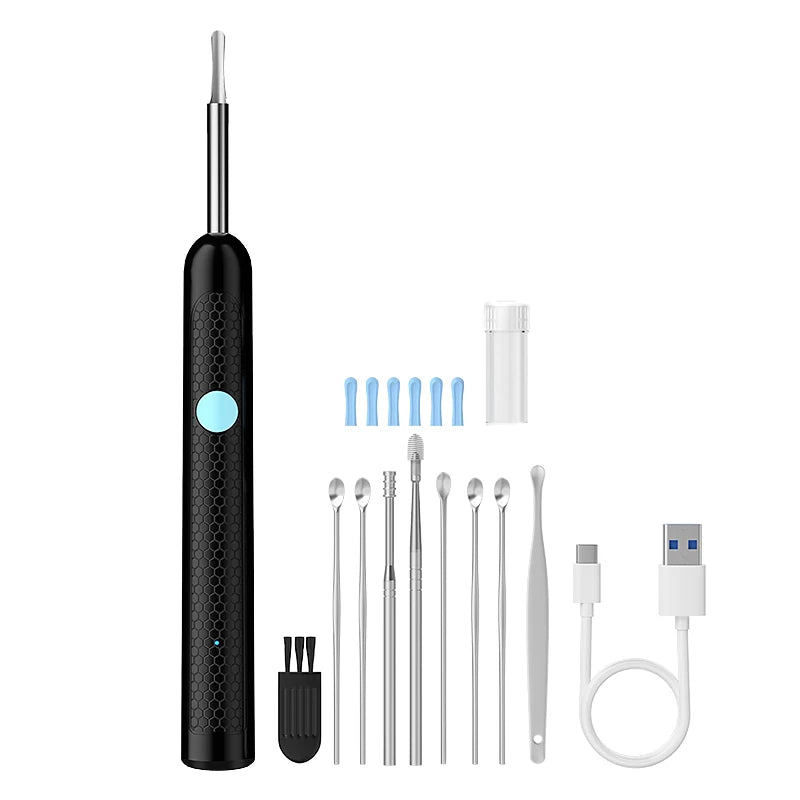 Nettoyeur d'oreilles avec caméra 4,2 mm, WiFi, outil de retrait de cérumen, prise de photos HD 1080p, cure-oreille visuel, cuillère d'oreille, étanche, 6 LED, chargement USB C