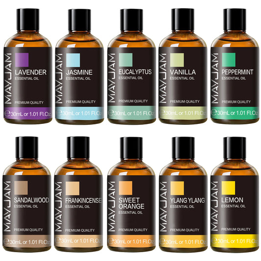30ML Aromatherapy Essential Oil Set - Lavender, Vanilla, Jasmine & More