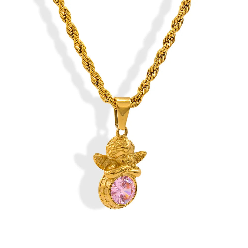 Savaé Design Dainty Angel Birthstone Necklace