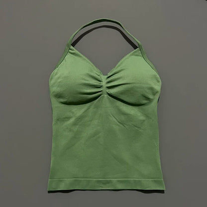Impact Longline Strappy Sports Bra - Open Back Yoga Tank Top - Bascora