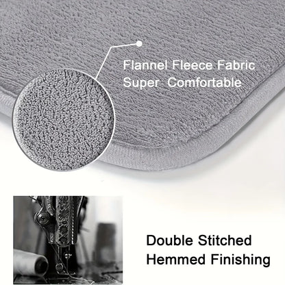 Striped Flannel Bathroom Mat - Furry Non-Slip Floor Mat - Bascora