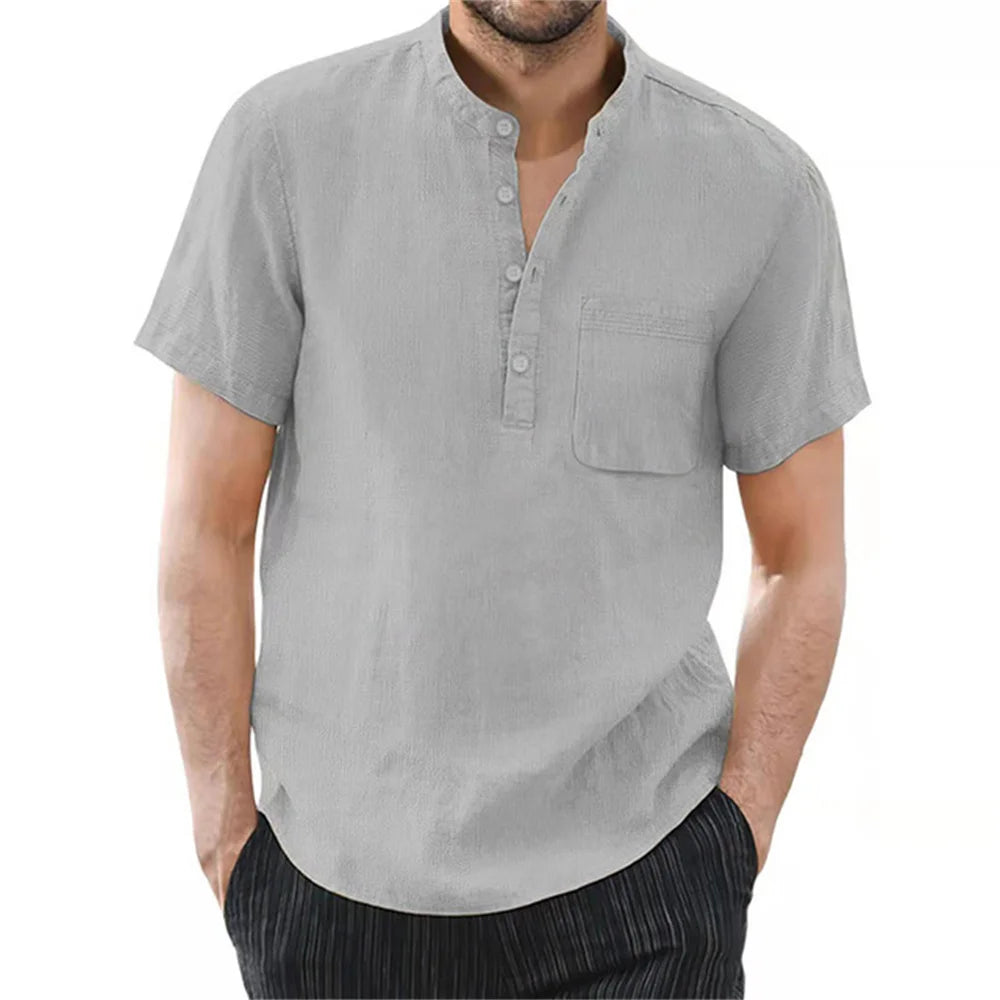 Men's Cotton Linen T-Shirt - Breathable Summer Casual Wear