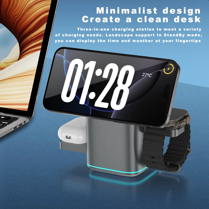 Chargeur sans fil électrique rotatif 4 en 1 - Design portable