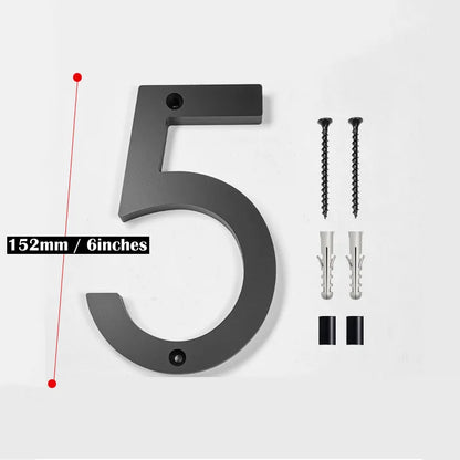 Large Floating House Numbers 6" - Black Acrylic Address Signs - Bascora