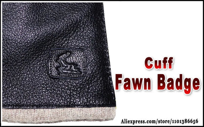 Guantes de piel auténtica de ciervo con textura - Unisex con forro de lana