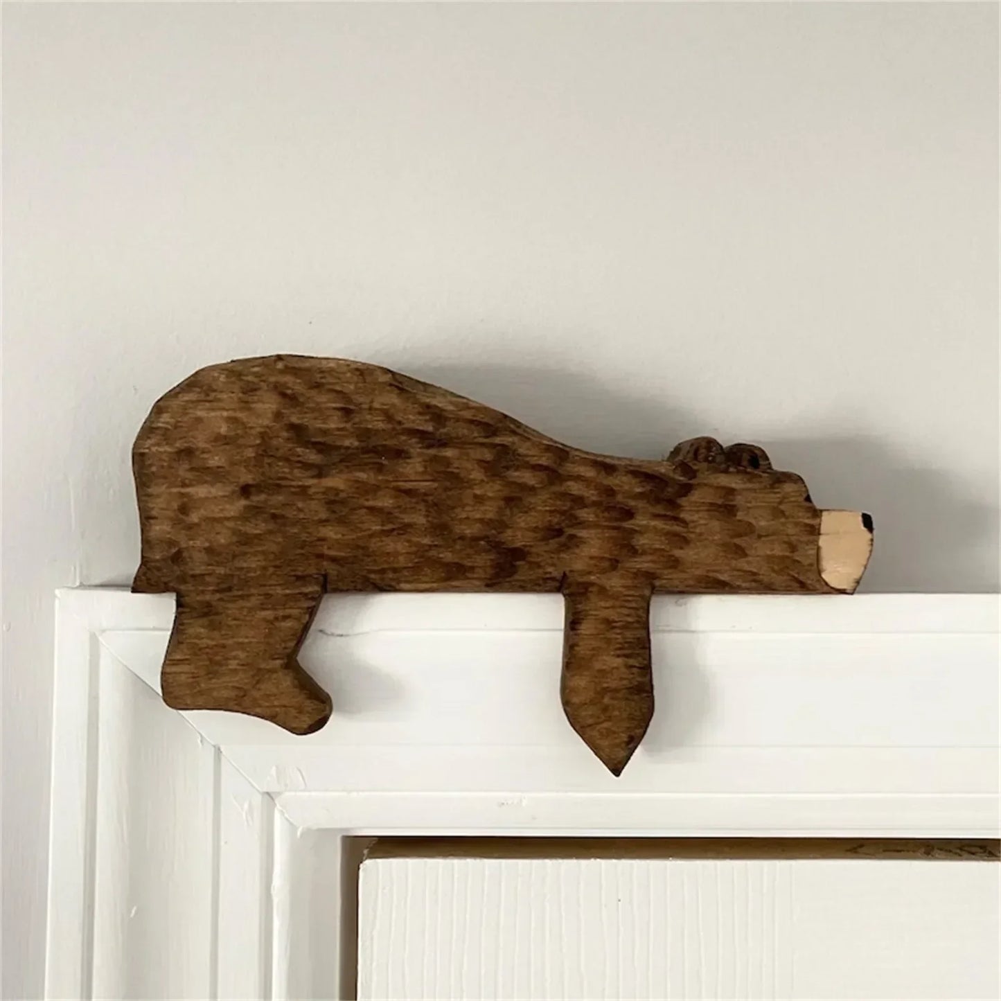 Wooden Bear Door Topper - Creative Corner Sculpture Wall Decor