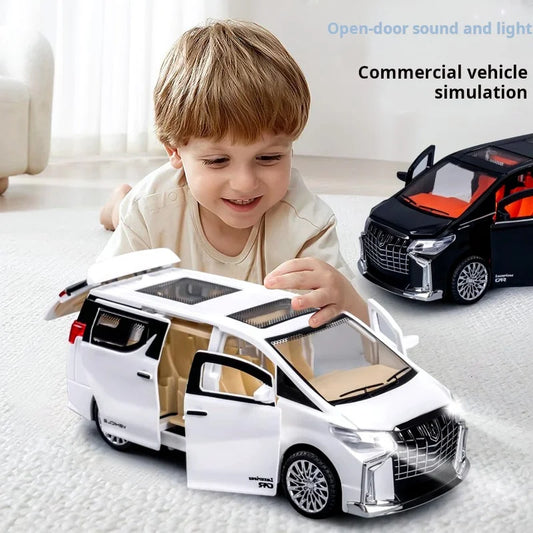 Child playing with a toy car on a light-colored floor, with another toy car in the background.