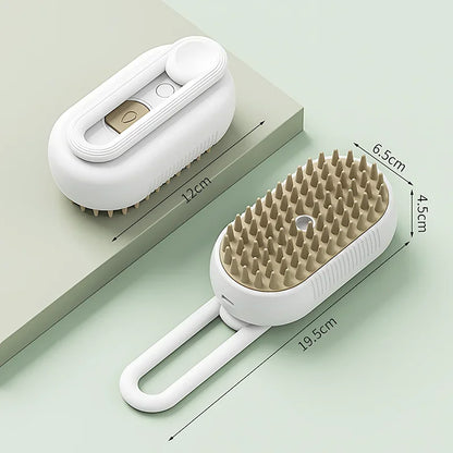 3-in-1 Steam Cat Brush - Grooming, Massage & Hair Removal Tool - Bascora