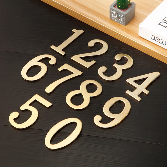 Golden Metal Door Numbers with Magnets - 7x4cm Address Labels